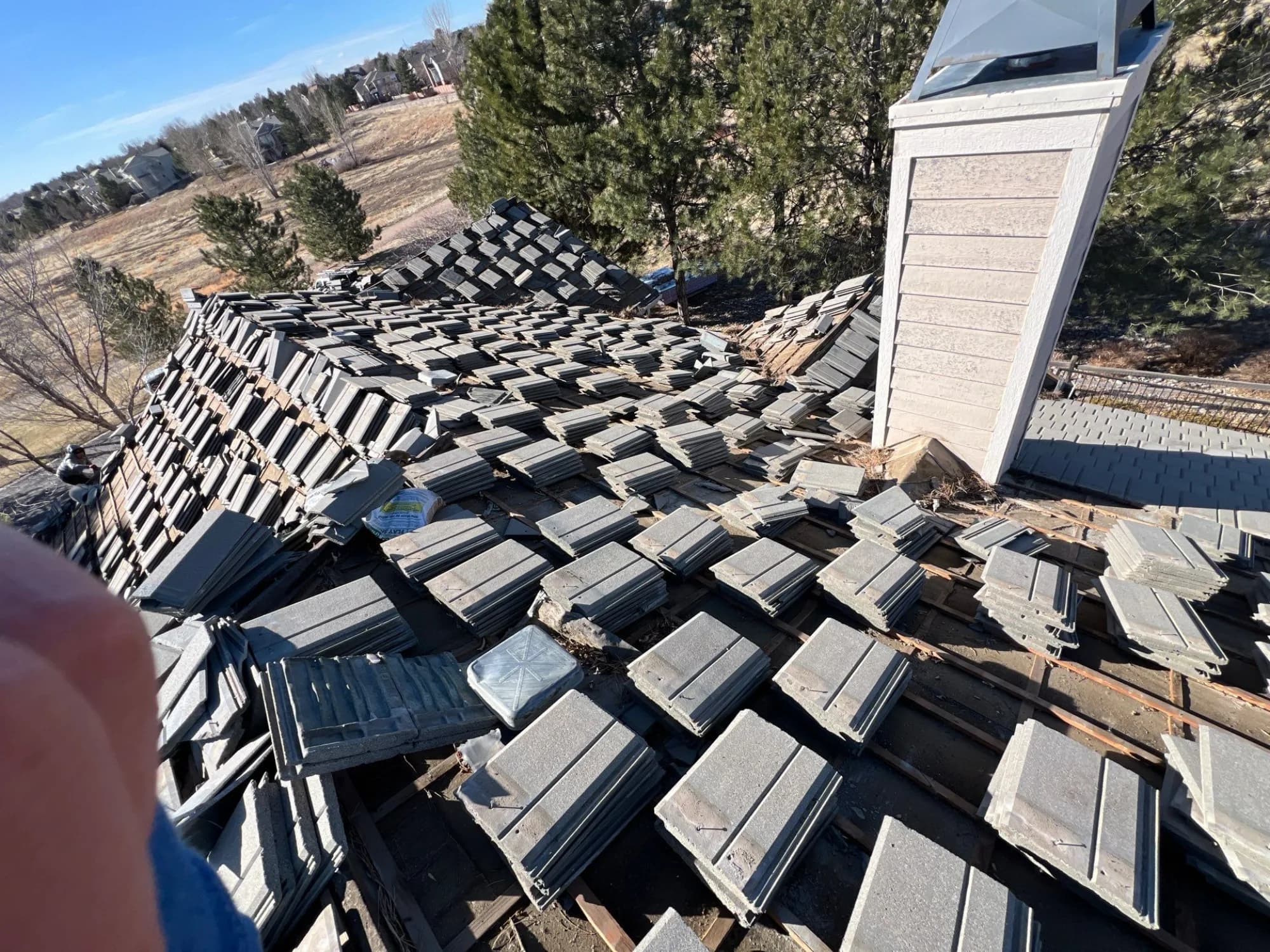 Centennial Tile Removal — Red Hawk Roofing project