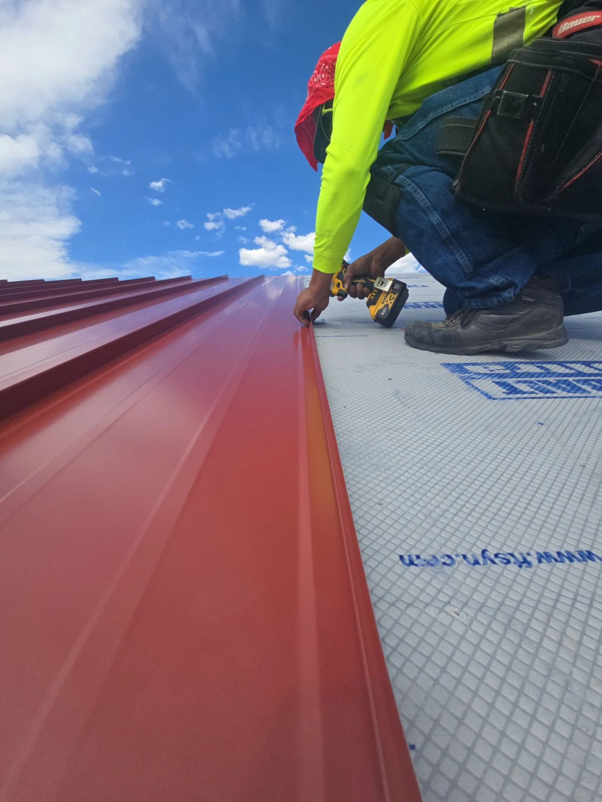 Standing-Seam Install Detail — Red Hawk Roofing project